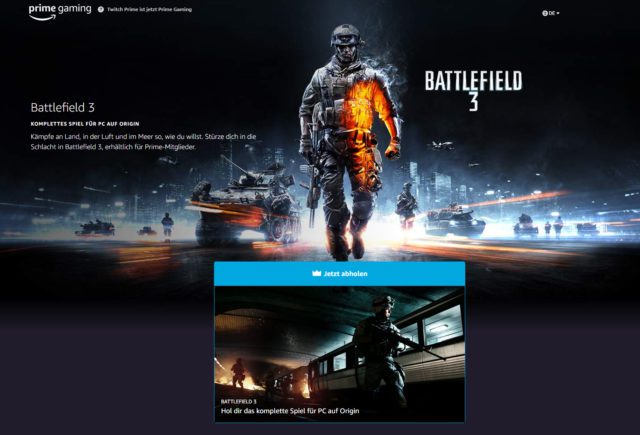 Battlefield 3 ist aktuell gratis für Abonnenten von Amazon Prime / Prime Gaming 3 bf3 prime gaming
