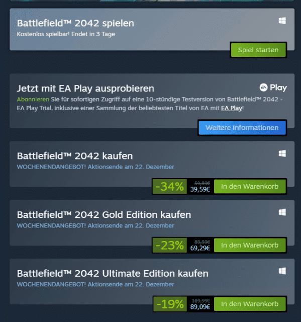Battlefield 2042 Trial: Kostenloses Wochenende auf Steam & bis zu 34% Rabatt auf allen Plattformen 1 2021 12 17 09 52 52 80.82.219.137 Administrator