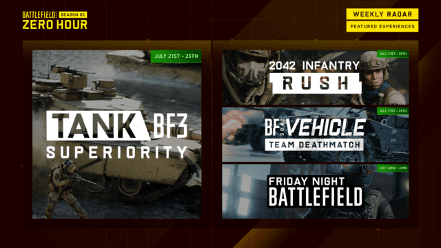 Battlefield 2042: Battle Pass Aufgaben und Spielmodi für Season 1 – Woche 7 2 W7 WeeklyRadar ExperiencesA