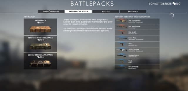 Battlepacks in Battlefield 1: Was sich ändert und Informationen zur Ingame Währung Schrott 5 Kosten der der Battlepacks