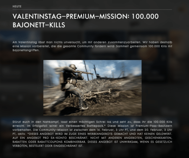 Battlefield 1 Valentine's Mission für Premium Pass Besitzer gestartet 1 Battlefield 1 Valentines Mission