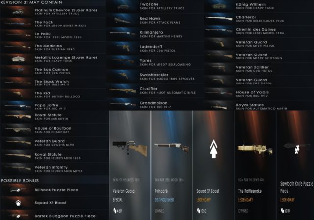 Battlefield 1: Battlepack Revision 31 veröffentlicht 1 Battlefield 1 Battlepacks - Revision 31