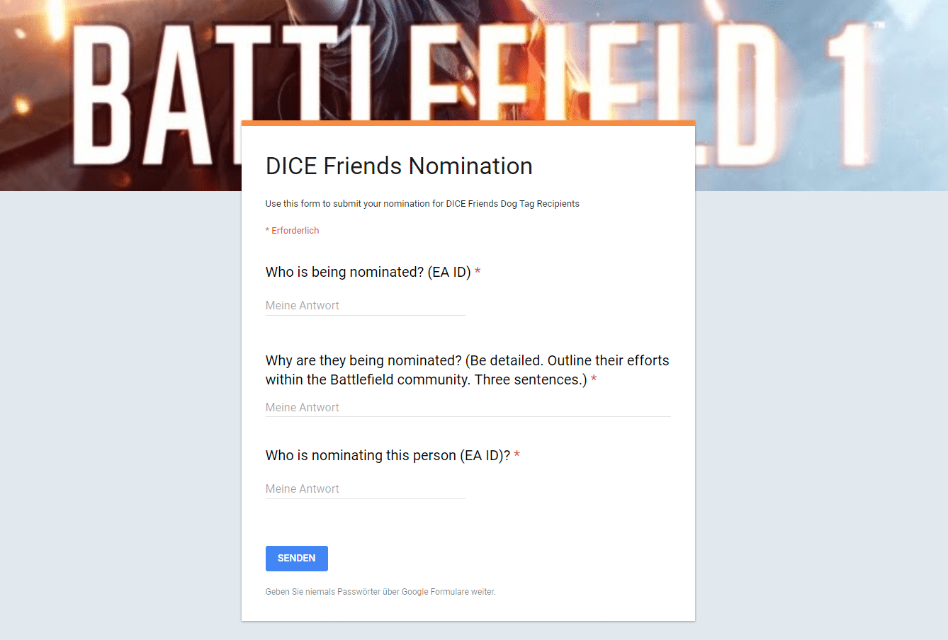 Neuer Versuch: Nominiert uns für das DICE Friend Dogtag 4 Screenshot 2