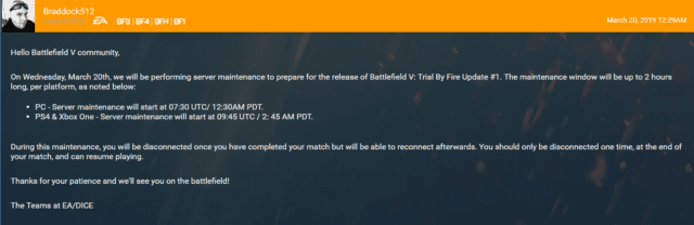 Battlefield V: Wartungsarbeiten für bald erscheinendes Trial By Fire Update #1 durchgeführt 2 Screenshot 2 1