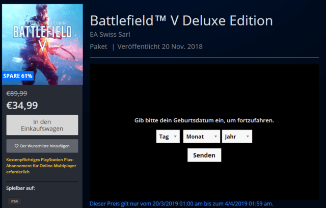 Battlefield V: Aktuell bis zu 62% Rabatt für kurze Zeit für PC-, Xbox- und Playstation 4-Spieler 3 battlefield v aktion playstation store