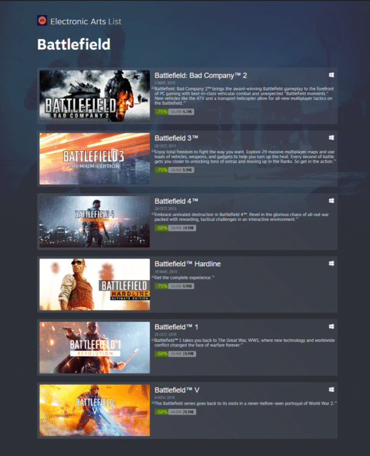 Alle Frostbite Engine Battlefield Titel nun auf Steam erhältlich 2 battlefield games auf steam