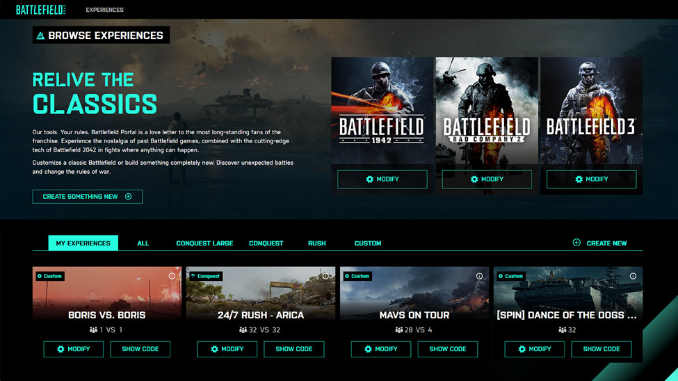 Brandneuer Battlefield Portal Gameplay-Trailer und viele neue Informationen zum ultimativen Battlefield-Builder 1 1 home page for the builder