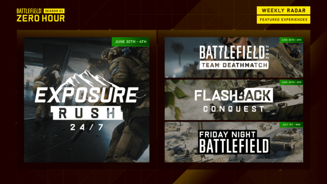 Battlefield 2042: Battle Pass Aufgaben und Spielmodi für Season 1 - Woche 4 2 W4 WeeklyRadar Experiences