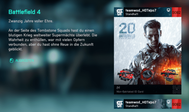 Battlefield 2042: "20th Anniversary of Battlefield" Playcards jetzt verfügbar 4 2022 09 06 16 29 36 Battlefield™ 2042