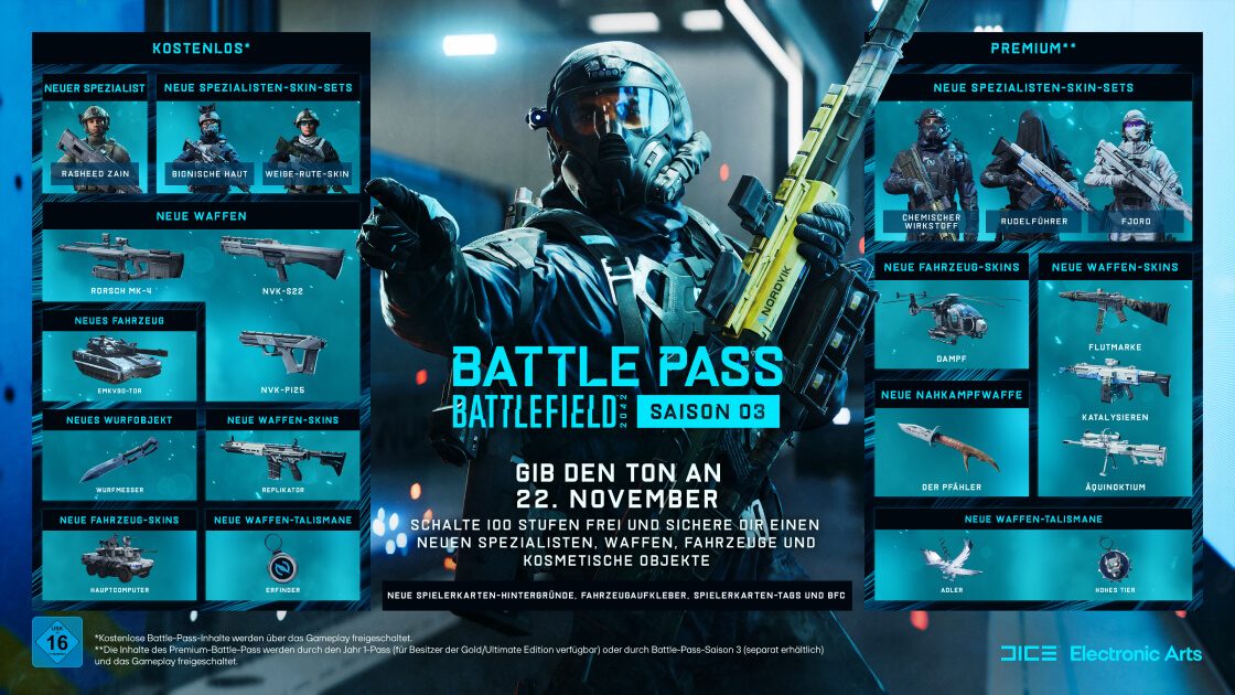 Battlefield 2042 Saison 3: Escalation präsentiert Battle-Pass-Trailer 1 bf2042 s3 bp battlepass uebersicht