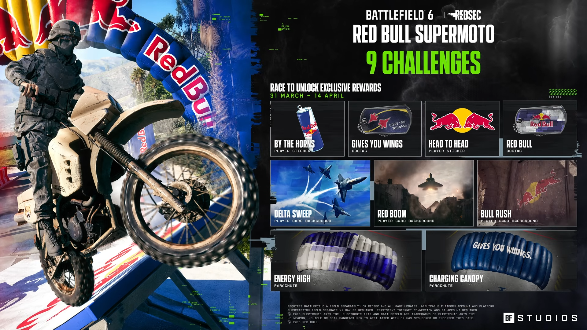 Vollgas in Battlefield 6: Das Red Bull Supermoto Gauntlet Event kommt zu REDSEC! 1 Battlefield 6 Red Bull Supermoto Gauntlet Event Rewards