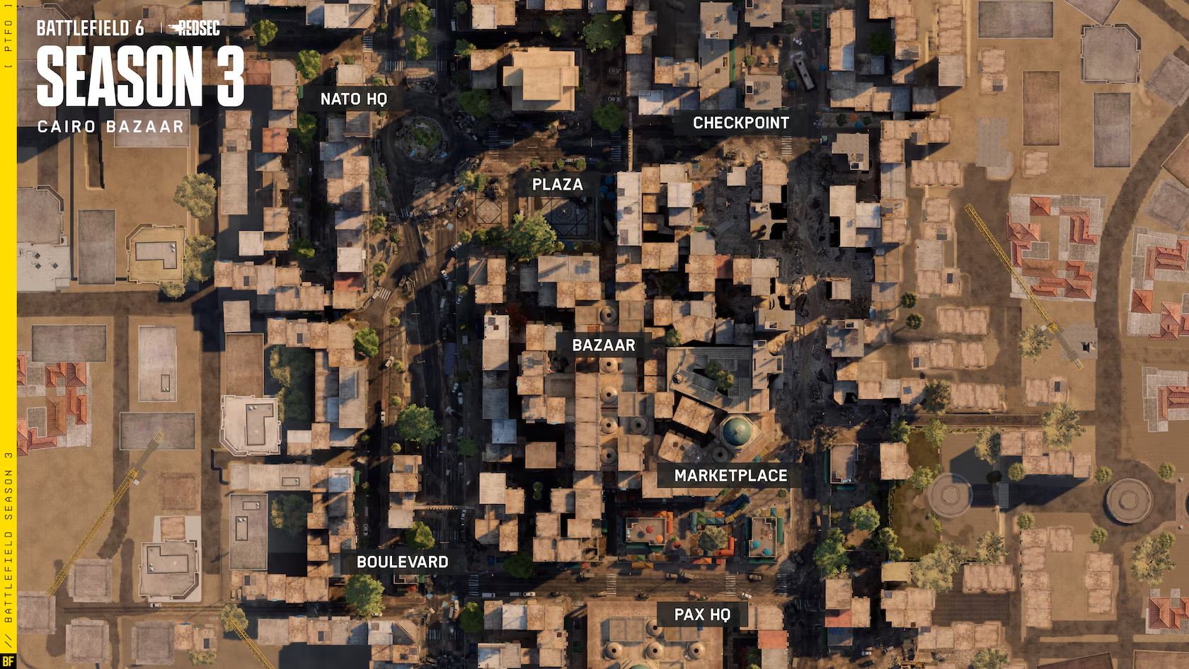 Battlefield 6: Cairo Bazaar Developer Map Guide – Zonen, Tipps & Taktiken 1 BF6 S3 Bazaar Map 3840x2160 Logo lockup Logo POI